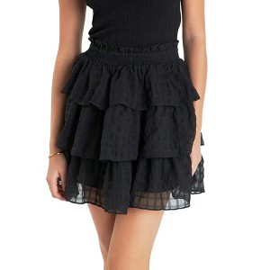 Women's Flowy Tiered Ruffle Mini Skirt Elastic Waist Casual Party Skirt - 1 of 4