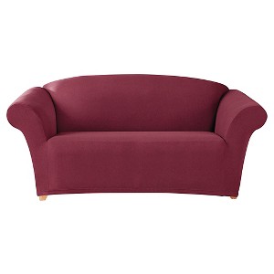 Stretch Twill Loveseat Slipcover Burgundy - Sure Fit, Red