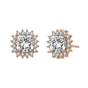 Guili Classy 10mm Halo Square Stud Earrings with Cubic Zirconia – Elegant, Sparkling & Timeless in White, Yellow, Gold, Rose Gold & Green - 1 of 3