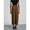 Women's Satin Maxi Skirt - High Waist A-Line Long Skirt for Elegant Office Wear Coffee Brown - 3 of 4