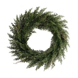 Vitalismo 24" Artificial Christmas Wreath Realistic Cypress Large Wreath with Dead Branches for Indoor/Outdoor Xmas Wall Door Hanging Decor - 1 of 4
