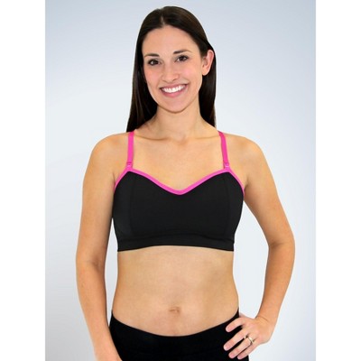 Loving Moments by Leading Lady Women's Loving Moments by Leading Lady Nursing Sports Bra (L3015) Jet Black with Hot Pink Trim XL