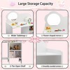 KTMBDW Kids Vanity Table with Mirror and Chair, Wooden Kids Dressing Makeup Desk with Storage Shelves for Girls and Boys, Playroom Bedroom, White - 4 of 4