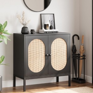 Boho  2-Tier Shelf Sideboard Rattan Cabinet Storage Console Table for Living Room - 1 of 4
