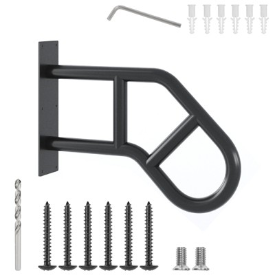 18 in. x 3.2 in. Wall Mounted Black Steel U-Shaped Stair Railing Kit for 1-3 Steps