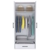 SEVOBAL Armoires 180 Armoires with Two Shelves Double Doors Metal Rod and One Drawer for Bedroom Storage Solution, White, 19.7"*31.5"*71.1" - 2 of 4