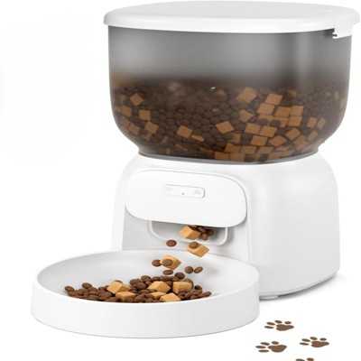 BENCMATE Pet Bowl 4L Capacity Smart Food Dispenser for Cats and Small Dogs, Hands Free for Pet Owned Family in Daily Life, White, 9.45"*7.87"*7.68"