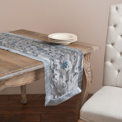 Saro Lifestyle Long Table Runner With Handmade Beaded Design