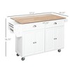 57.5" Solid Wood Rolling Kitchen Island Cart with Drop Leaf, Storage Drawers, Cabinets, Spice and Towel Racks for Kitchen or Dining Room - 3 of 4