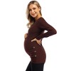 Clearlove Womens Maternity Shirt Fall Long Sleeve Crew Neck T-Shirts Pregnancy Clothes Side Ruched Tunic Tops - 2 of 4