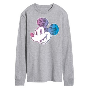 Men's - Disney - Mickey Floral Design Long Sleeve Graphic T-Shirt - 1 of 4
