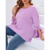 Womens Plus Size Tops 3/4 Ruffle Sleeve Shirts Loose V-Neck Dressy Casual Tunic Blouses - 4 of 4