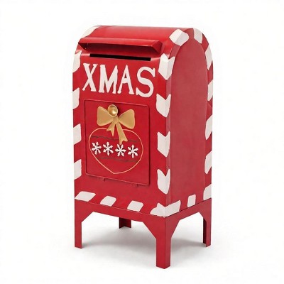 Christmas Mailbox Decoration, Festive Red Christmas Decoration – Durable Iron Build, Holiday Accent for Home, Office or Entryway, Christmas gifts