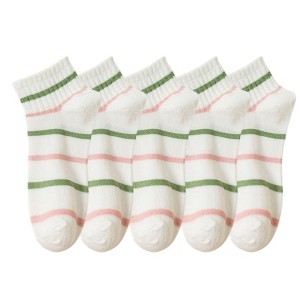 Anna-Kaci 5 Pairs Women's Low Cut Ankle Socks with Polka Dot and Stripe Patterns Soft Cotton Anti-Pilling Casual Everyday Style - 1 of 4