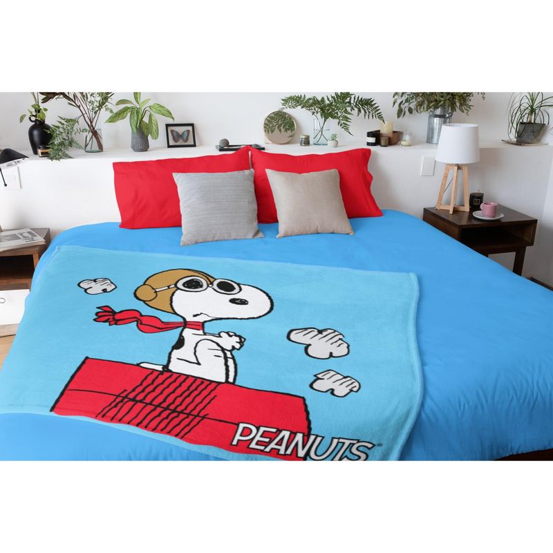 Peanuts Snoopy The Flying Ace And The Red Baron Silk Touch Fleece Plush Throw Blanket Blue, 2 of 4