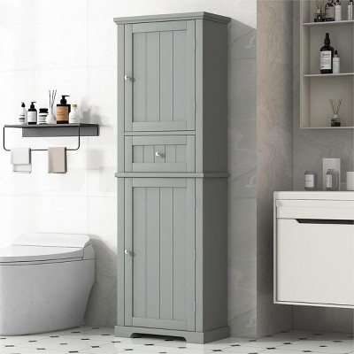 67 Inch Tall Bathroom Storage Cabinet, Bathroom Cabinets With Drawer And Adjustable Shelf, Bathroom Cabinets Modern-Cuddlewood