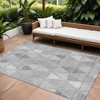 Gray Silver And Ivory Geometric Washable Indoor Outdoor Area Rug - 2 of 4