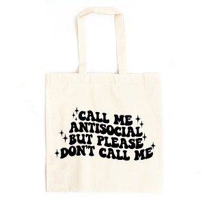 City Creek Prints Call Me Antisocial Canvas Tote Bag - 15x16 - Natural - 1 of 2