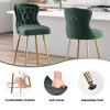Ridstar Set of 2 Velvet Bar Stool with Metal Legs, Button Tufting & Tassel Trim-Green - 4 of 4