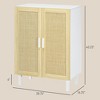 Yukimo Boho Kitchen Cabinet, Rattan Door Buffet with Adjustable Shelves, White and Natural Finish - 3 of 4