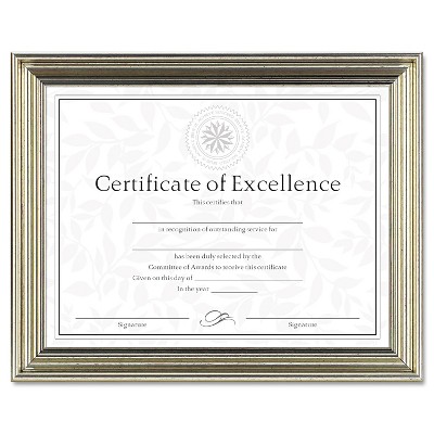 Dax Antique Colored Document Frame w/Certificate Plastic 8 1/2 x 11 Silver N1818N2T