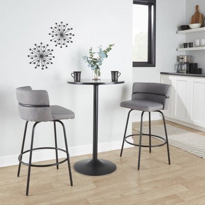 Cinch 26" Light Gray Swivel Counter Stools with Black Metal Frame, Set of 2