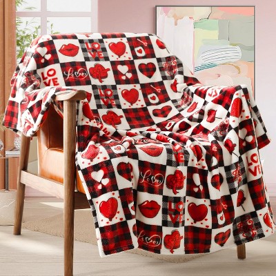 Halloween Fleece Throw Blanket, Pumpkin, Leaves Fall Plaid Blanket, Soft Fuzzy Plush for Couch Sofa or Bed, Luxury Flannel Lap Blanket