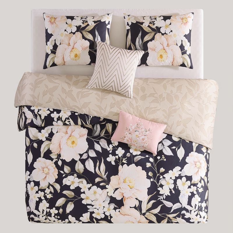 Bebejan Blush Flowers 100% Cotton 5-Piece Reversible Comforter Set, 5 of 10