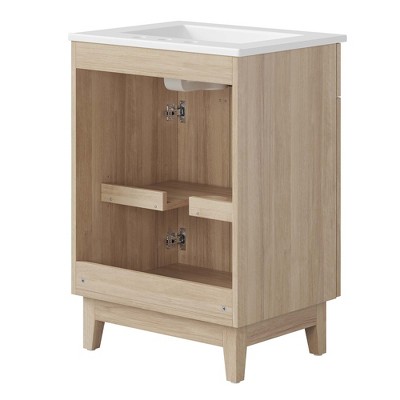 Miles 24" White Oak Bathroom Vanity with Ceramic Top