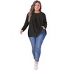 Agnes Orinda Women's Plus Size Loose Long Sleeve Dressy Pleated Round Neck Casual Blouses - 3 of 4