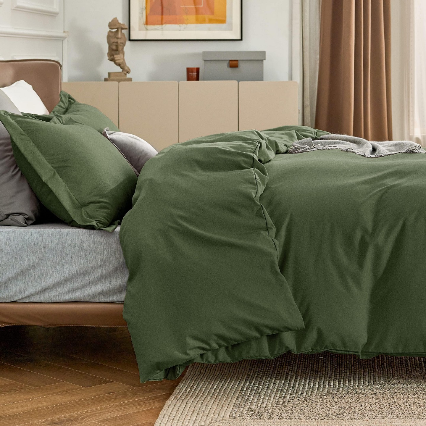 Постельное бельё Bedsure Duvet Cover Queen - Soft Double Brushed Bedding Set for All Season, Zipper Closure, 3 Pieces(1 Duvet Cover & 2 Pillow Shams, NO Comforter) — фото 4