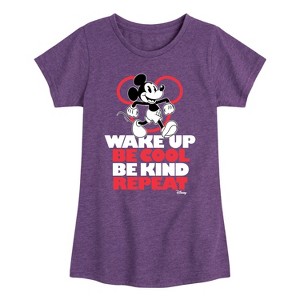 Girls' - Disney - Wake Up, Be Cool, Be Kind, Repeat Fitted Short Sleeve Graphic T-Shirt - 1 of 4