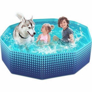 Jasonwell Foldable Dog Kiddie Pool – 63" Collapsible Plastic Swimming Pool for Kids, Toddlers, Pets, Backyard Wading Pool for Dogs & Cats, Green - 1 of 4