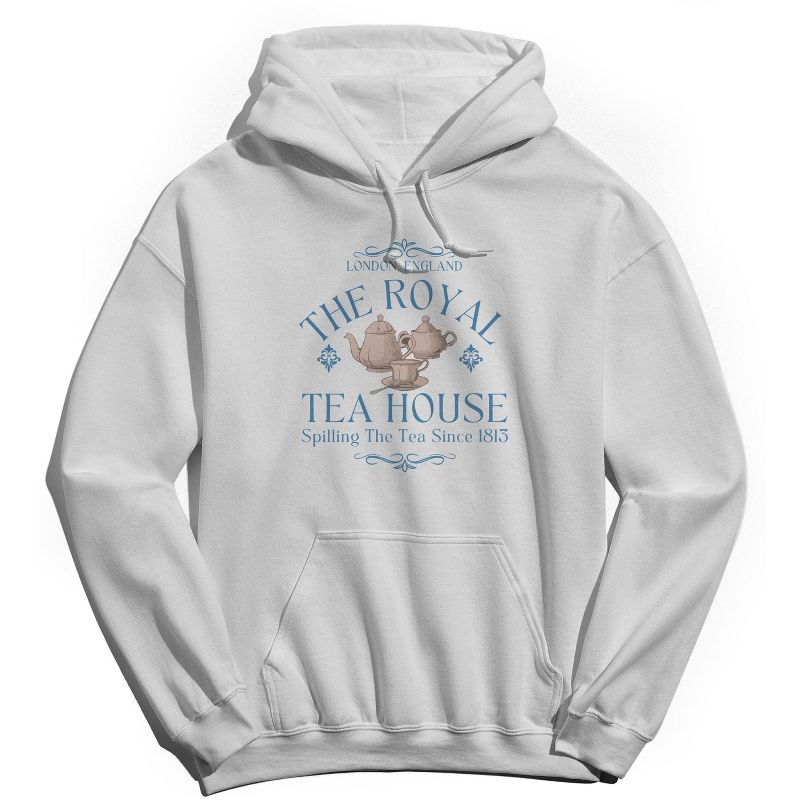 Rerun Island Women's The Royal Tea House Long Sleeve Oversized Graphic Cotton Sweatshirt Hoodie - White M, 1 of 4