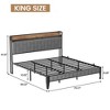 Bed Frame with Led Lights and Storage Headboard, Upholstered Platform Bed with Charging Station, Heavy Duty, No Box Spring Needed, Easy Assembly - 2 of 4