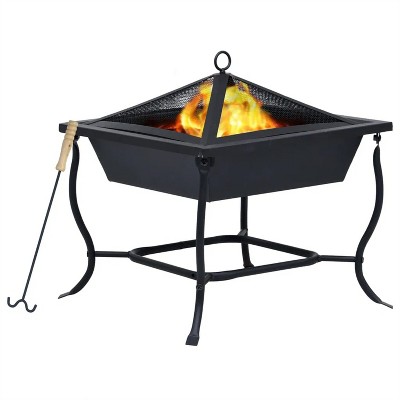 A Treasure Item for Courtyards and Camping: 16.5×16.5×17.7-inch Black Outdoor Fireplace