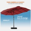 ELJGET 15FT Large Rectangle Patio Umbrella with Base, Outdoor Market Umbrella for Deck, Garden, Backyard & Poolside Shade Khaki - 3 of 4