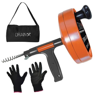 Drainx® Toilet Auger Plumbing Snake, 3 Ft., With Heavy-duty Bulbhead,  Gloves, And Storage Bag : Target