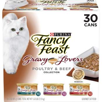 Purina Fancy Feast Gravy Lovers Chicken, Turkey & Beef Collection Gourmet Wet Cat Food - 3oz/30ct Variety Pack