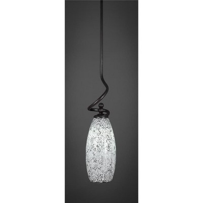 Toltec Lighting Capri 1 - Light Pendant in  Dark Granite with 5.5" Black Fusion Shade