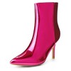 Perphy Women's Mirror Leather Pointy Toe Zipper Stiletto Heels Ankle Boots - 2 of 3