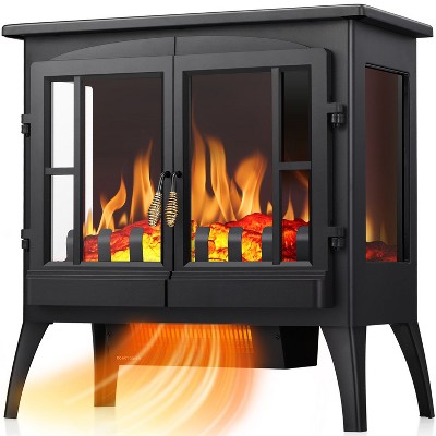 R.W.FLAME Compact Electric Fireplace Heater, Freestanding Stove Heater with Realistic Flame, ETL Certified, Overheating Protection Small Spaces Heater