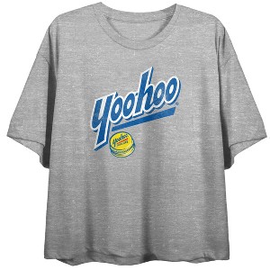 Yoo-hoo Logo Art Crew Neck Short Sleeve Gray Heather Women's Crop Top - 1 of 3
