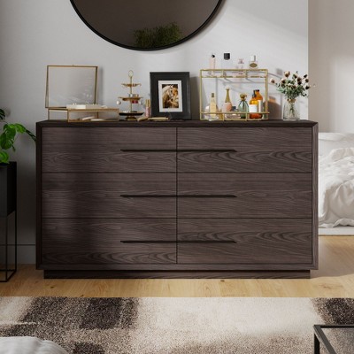 FUFU&GAGA Stylish 6 - Drawer Dresser Storage Cabinet Chest of Drawers in Brown Wood Grain: Ample Storage with Safety Assurance