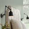 360 Lighting Mendes Modern Wall Lamps Set of 2 Black Metal Plug-in 12 1/2"Light Fixture Swing Arm Adjustable for Bedroom Reading Living Room Hallway - 2 of 4