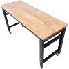 Workbench Wide Rolling Workbenches Adjustable Height, Workshop Tool Bench, Metal with Rubber Wood Top Work Station for Garage Indoor Office 60 inches - 2 of 4