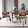Set of 2 Mid-Century Modern Dining Chairs,Orange PU Leather Upholstered Armless Chairs with Metal Legs for Kitchen or Dining Room-Coolbibila - 2 of 4
