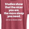 Women's - Instant Message - Studies Show Nicer More Sleep Short Sleeve Graphic T-Shirt - 2 of 4