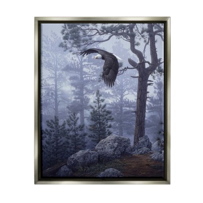 Stupell Industries Eagle Flying Woodland SceneFloater Canvas Wall Art