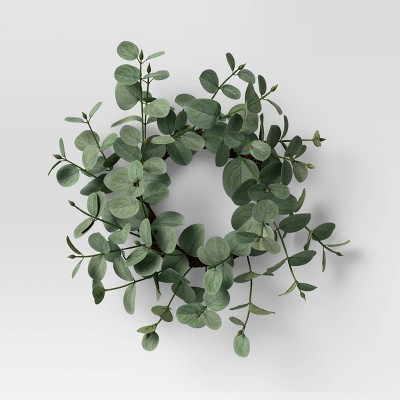 12" Artificial Eucalyptus Wreath Green - Threshold™